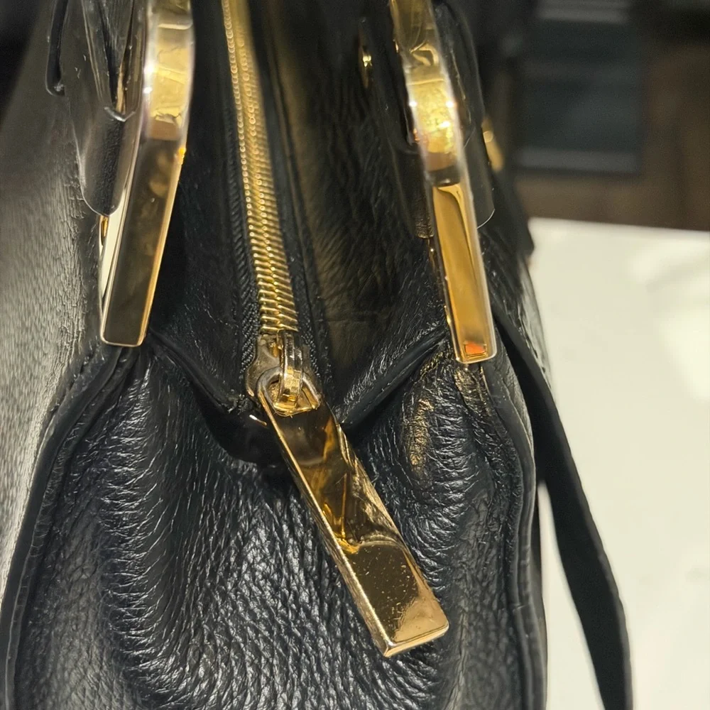 Michael Kors Collection Black Crocodile-Embossed Satchel - Picture 12 of 12